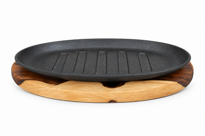 Kaya Fajita Lava grill with wooden serving board